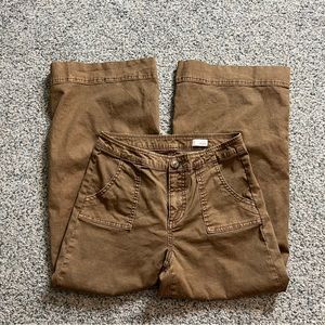 Ecru Wide Leg Crop Pant khaki